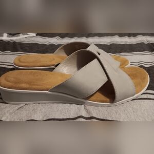 Chaps Olessia Size 10B Gray Slides Synthetic Women Sandal Wedge Low Heel Shoes